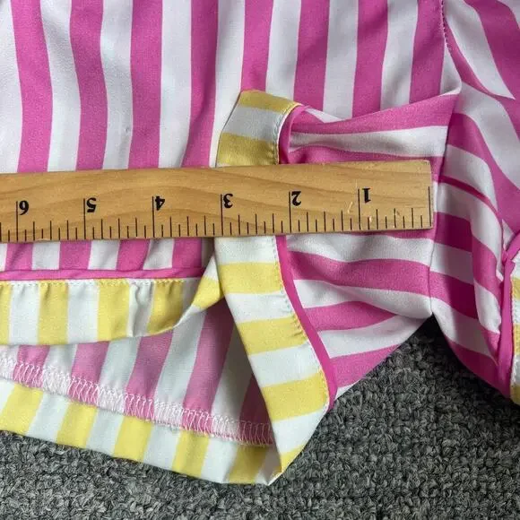 Kensie Pink & White Striped Button Pajama Shorts Set XL - Picture 12 of 12